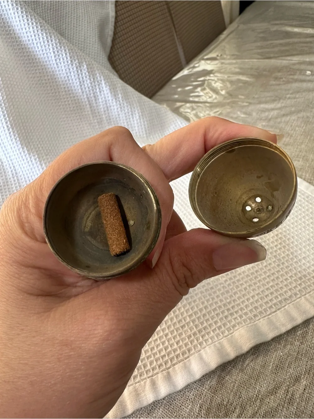 Vintage Hand-Etched Brass Egg Shaker Set - Peshawar Pakistan - Ganibeg Signed